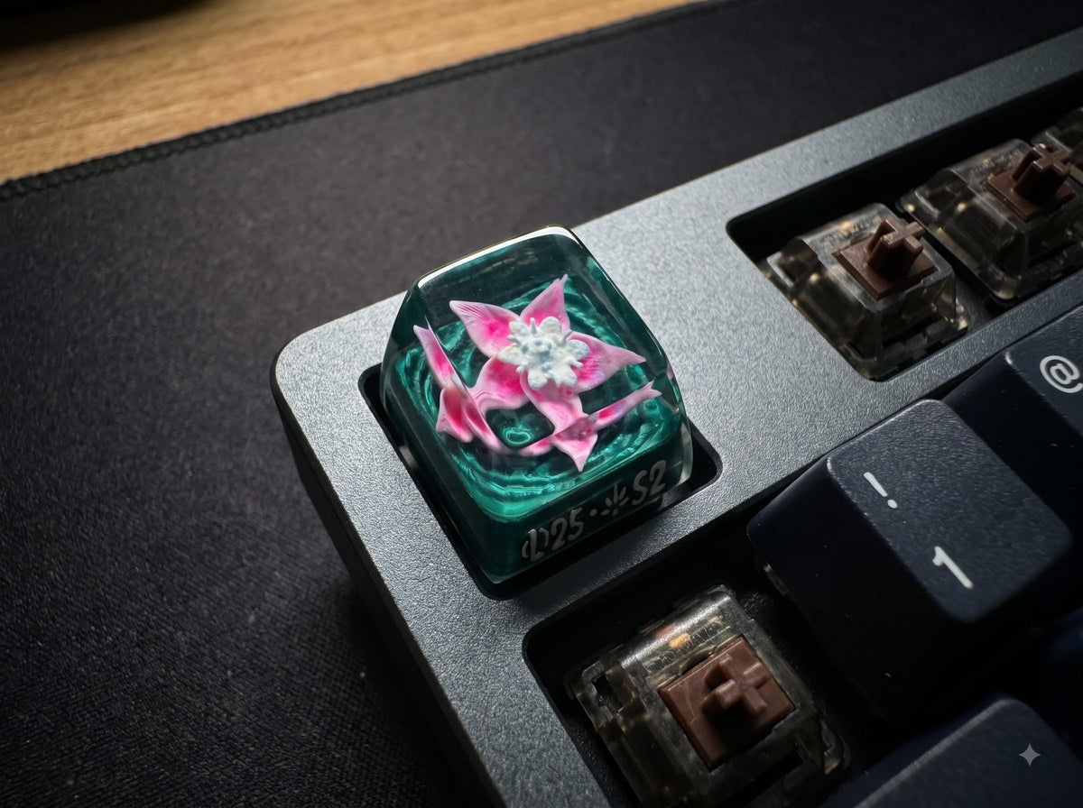 Pink Spirit Flower resin artisan keycap
