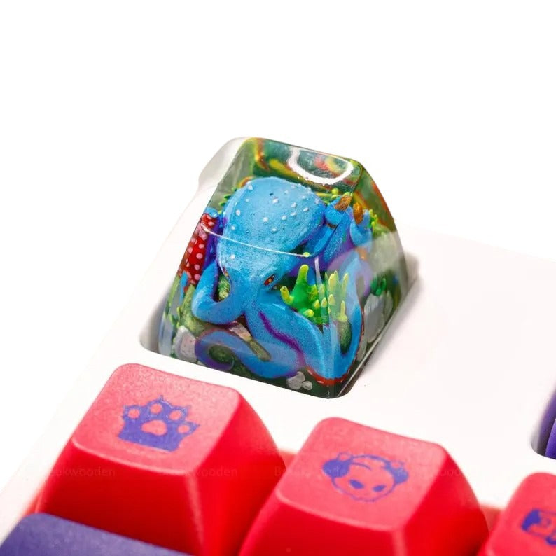 Octopus Blue resin artisan keycap
