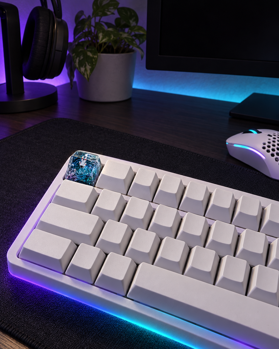 PocketRealms keycap on a keyboard