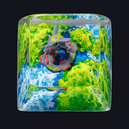 Rayquaza Meadow Falls Resin Keycap — top view