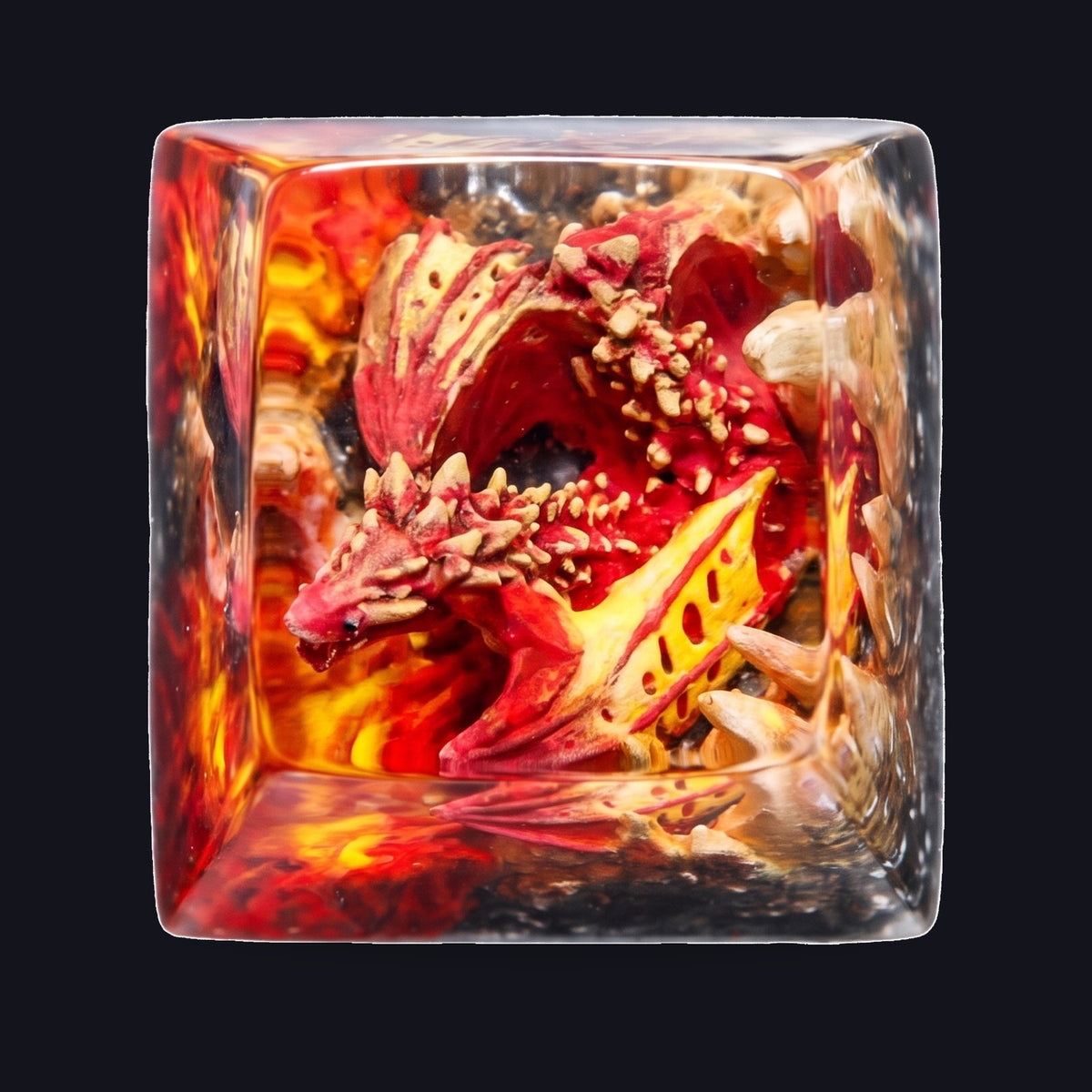 Red Dragon Resin Keycap — top view