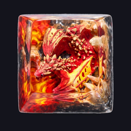 Red Dragon Resin Keycap — top view