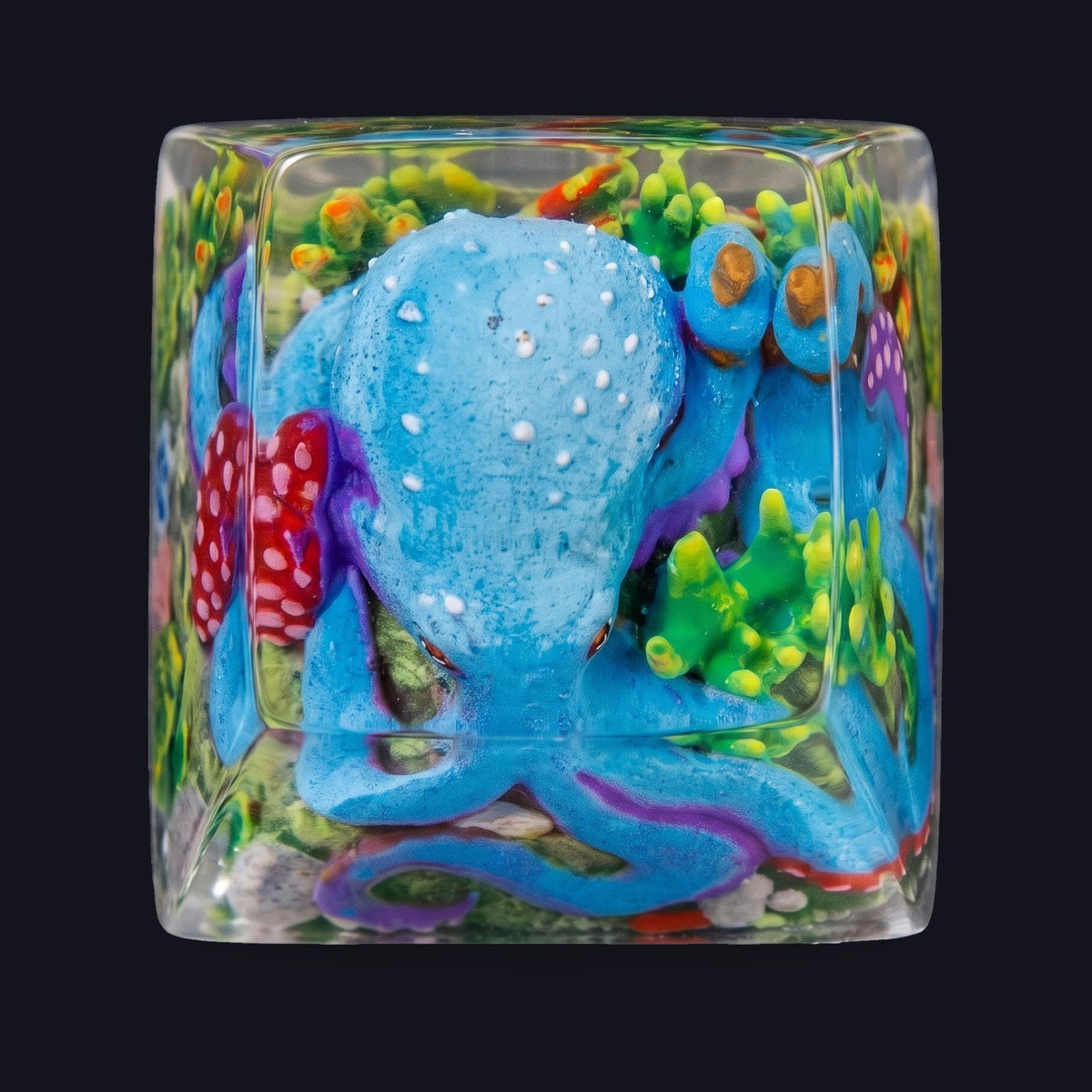 Octopus Blue Resin Keycap — top view