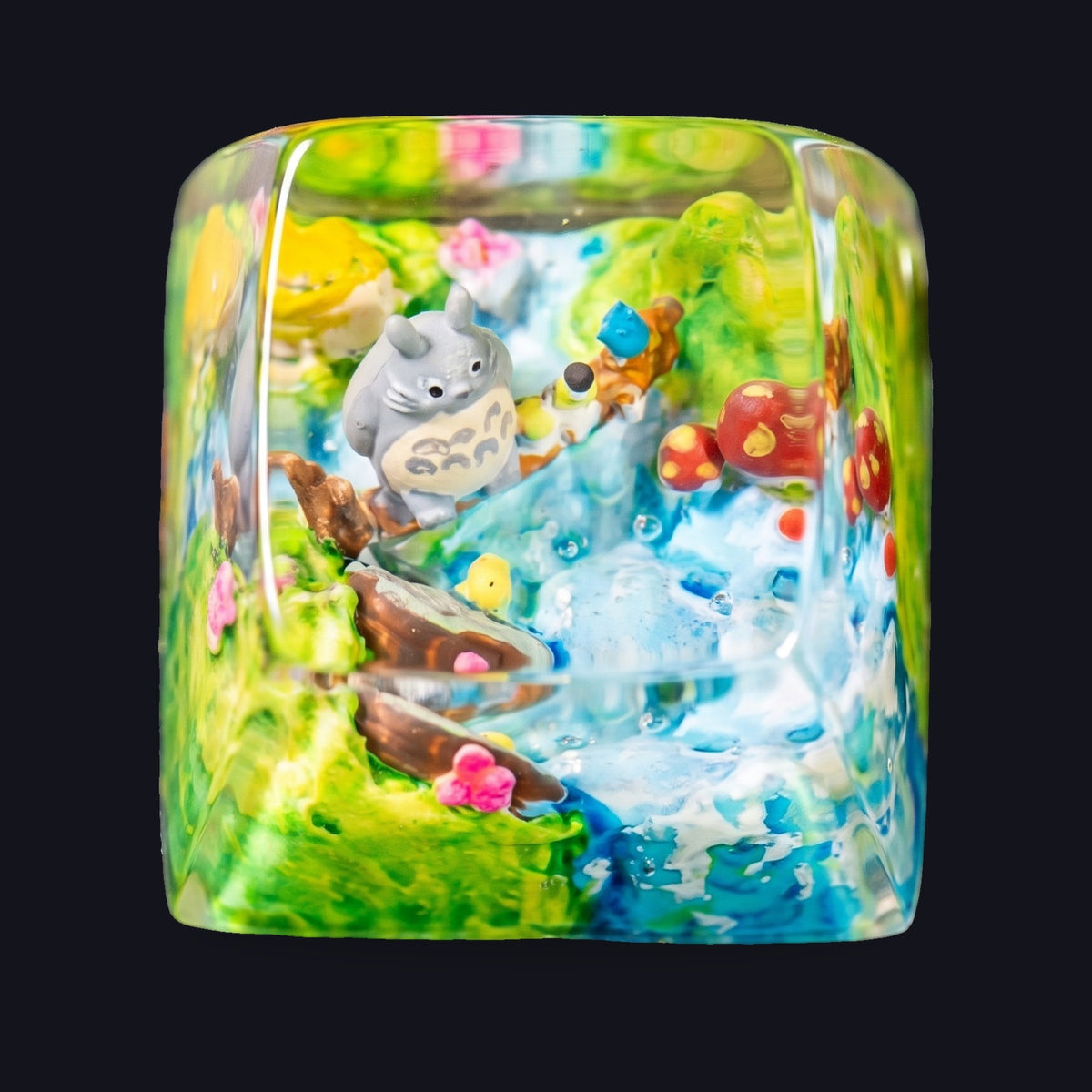 Totoro Meadow Falls Resin Keycap — top view