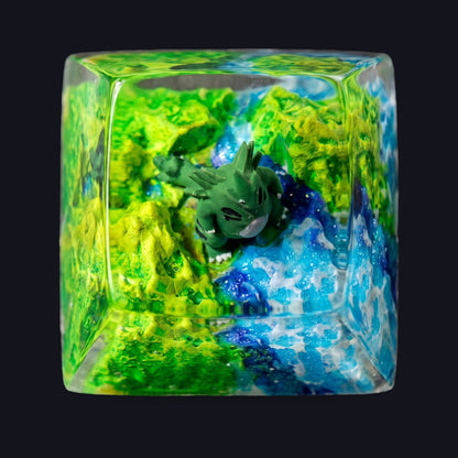 Tyranitar Resin Keycap — top view