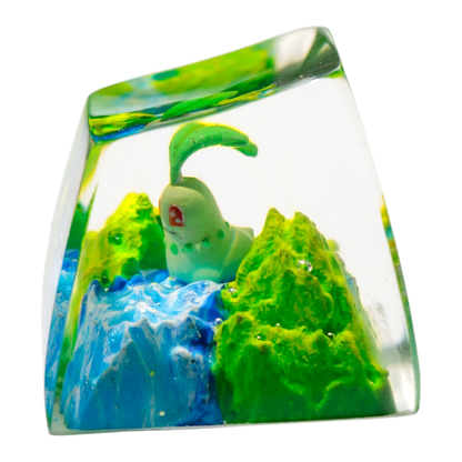 Chikorita Meadow Falls resin artisan keycap