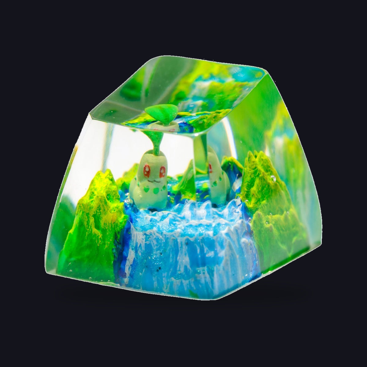 Chikorita Meadow Falls Resin Keycap — studio square