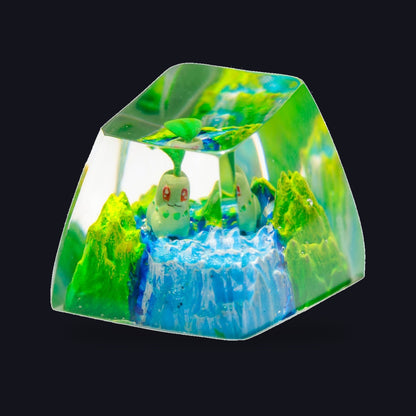 Chikorita Meadow Falls Resin Keycap — studio square