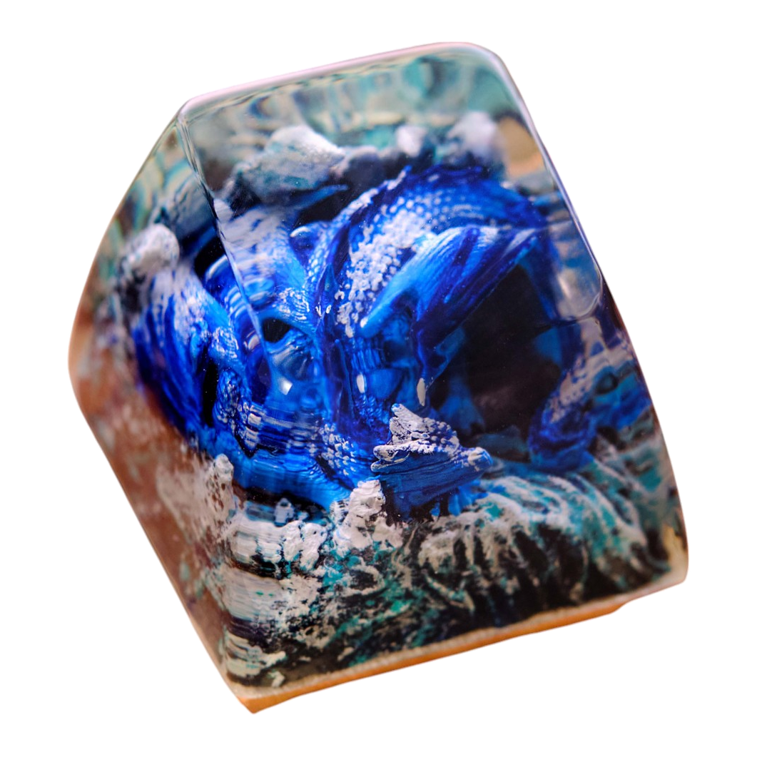 Sleeping Dragon Blue resin artisan keycap