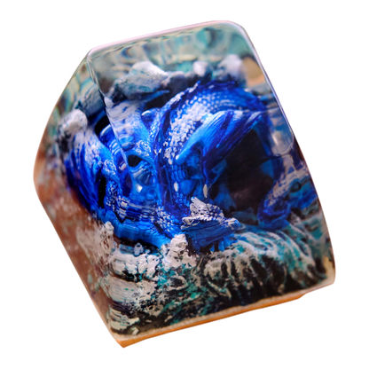 Sleeping Dragon Blue resin artisan keycap