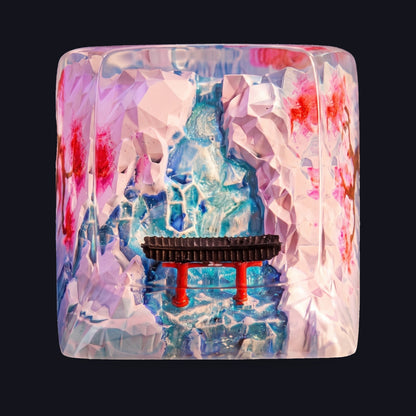 Cherry Blossom Torii Resin Keycap — top view