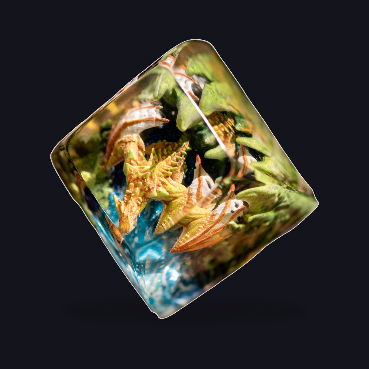 Orange Dragon Resin Keycap — studio square