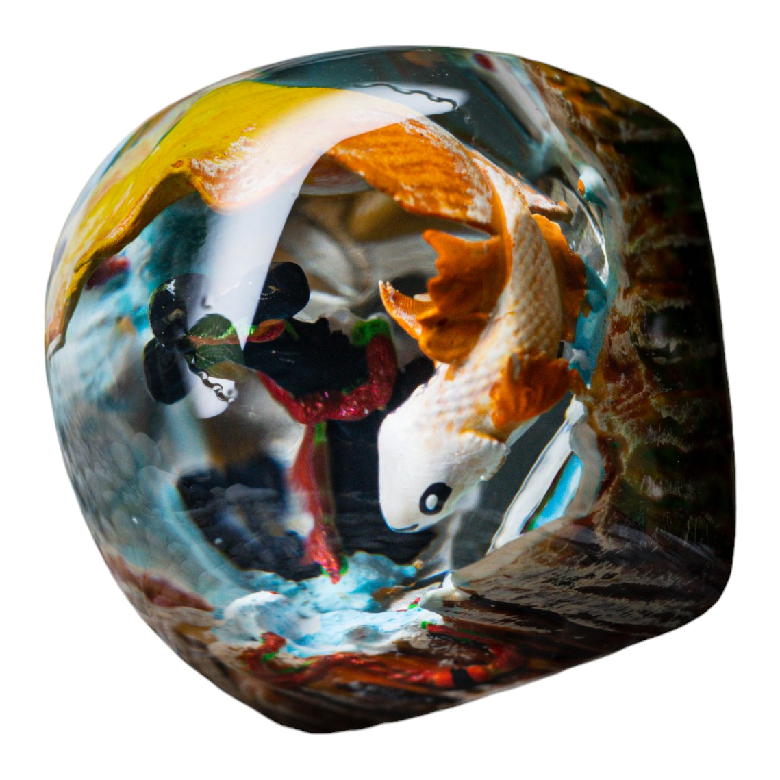 Koi Fish White Gold resin artisan keycap