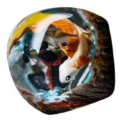 Koi Fish White Gold resin artisan keycap