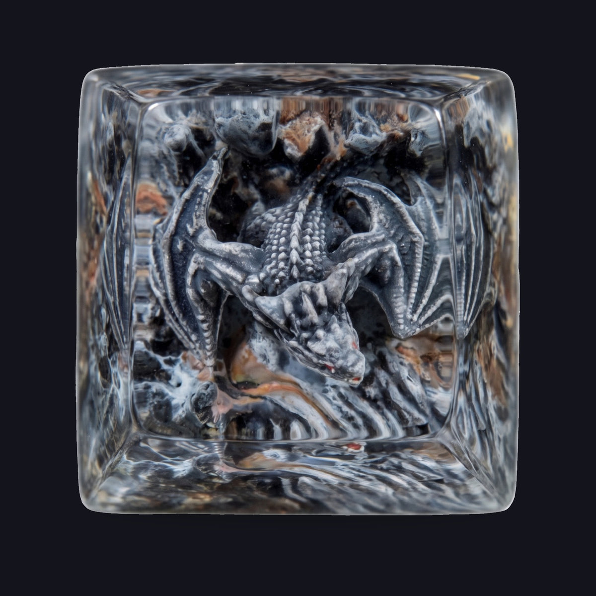Grey Dragon Resin Keycap — top view