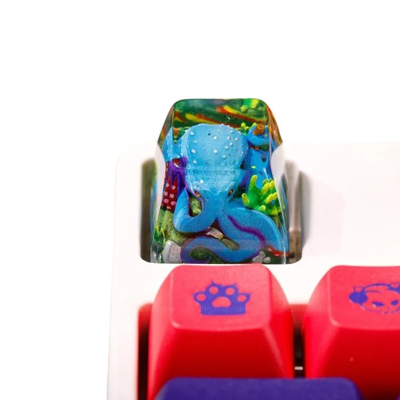 Octopus Blue resin artisan keycap
