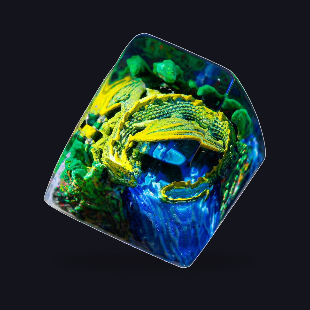 Sleeping Dragon Green Resin Keycap — studio square