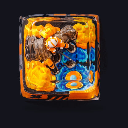 Astronaut Orange #2 Resin Keycap — top view