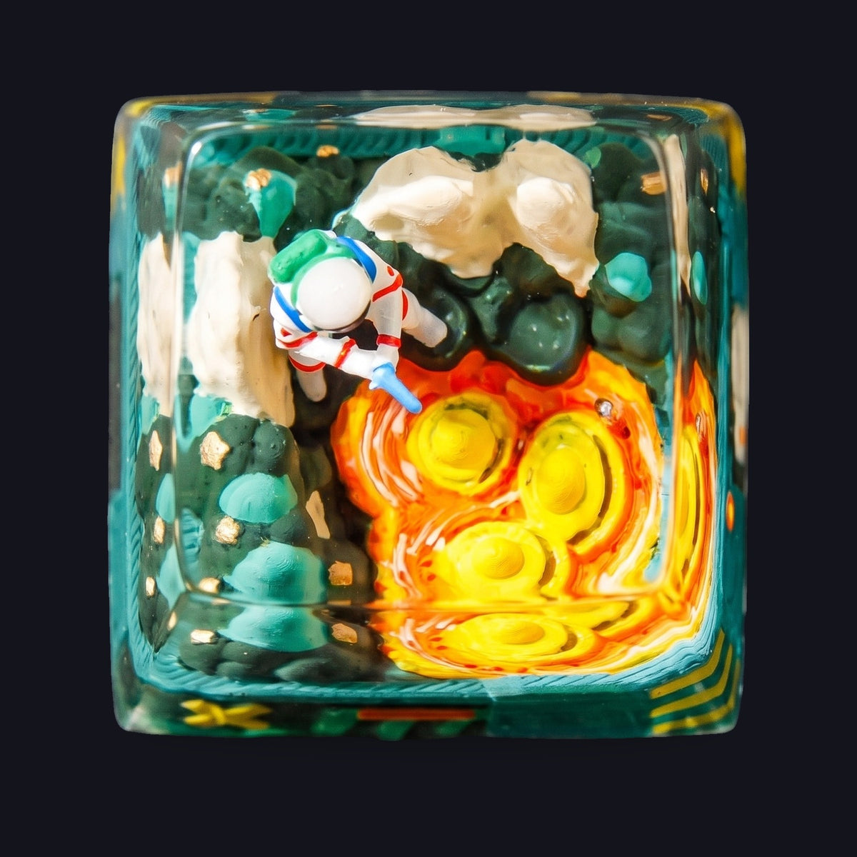 Astronaut Green #2 Resin Keycap — top view
