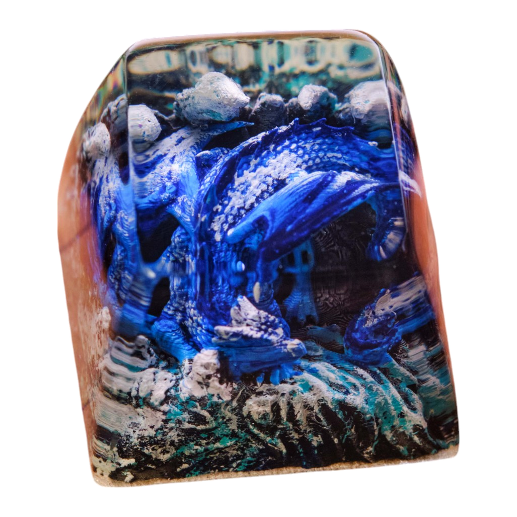 Sleeping Dragon Blue resin artisan keycap