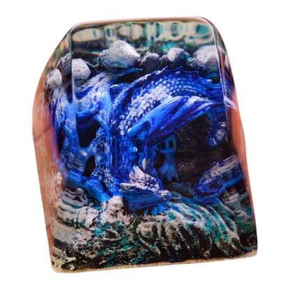 Sleeping Dragon Blue resin artisan keycap