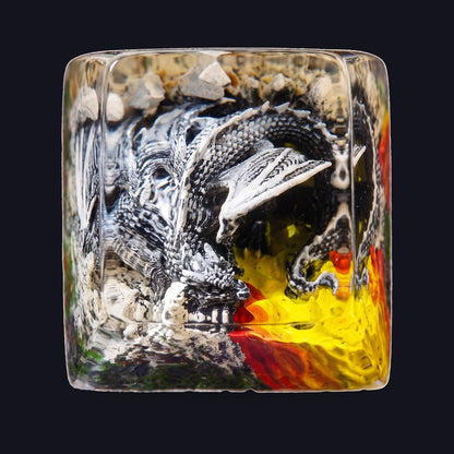 Sleeping Dragon Slate Resin Keycap — top view