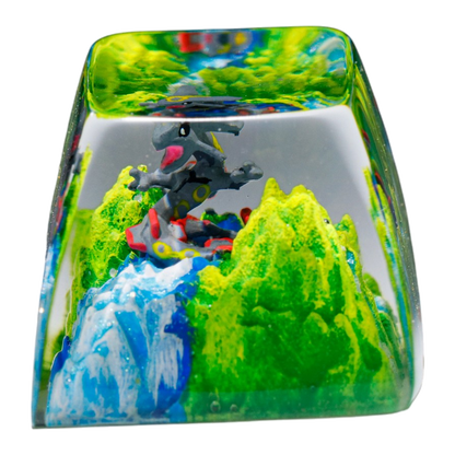 Rayquaza Meadow Falls resin artisan keycap