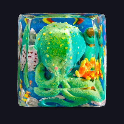 Octopus Green Resin Keycap — top view