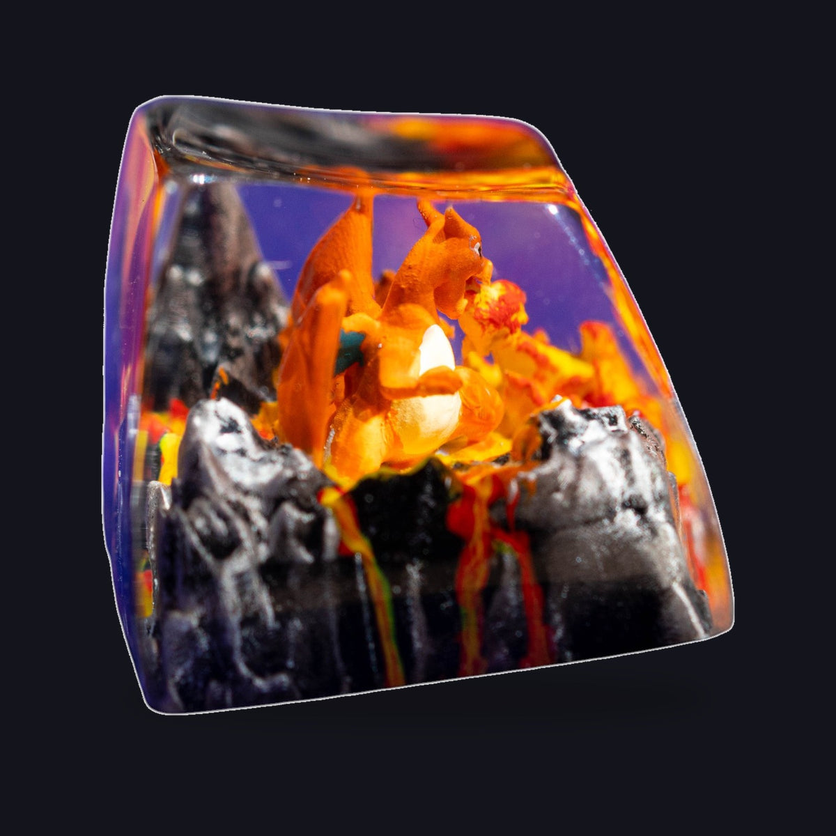 Charizard Ember Resin Keycap — studio square