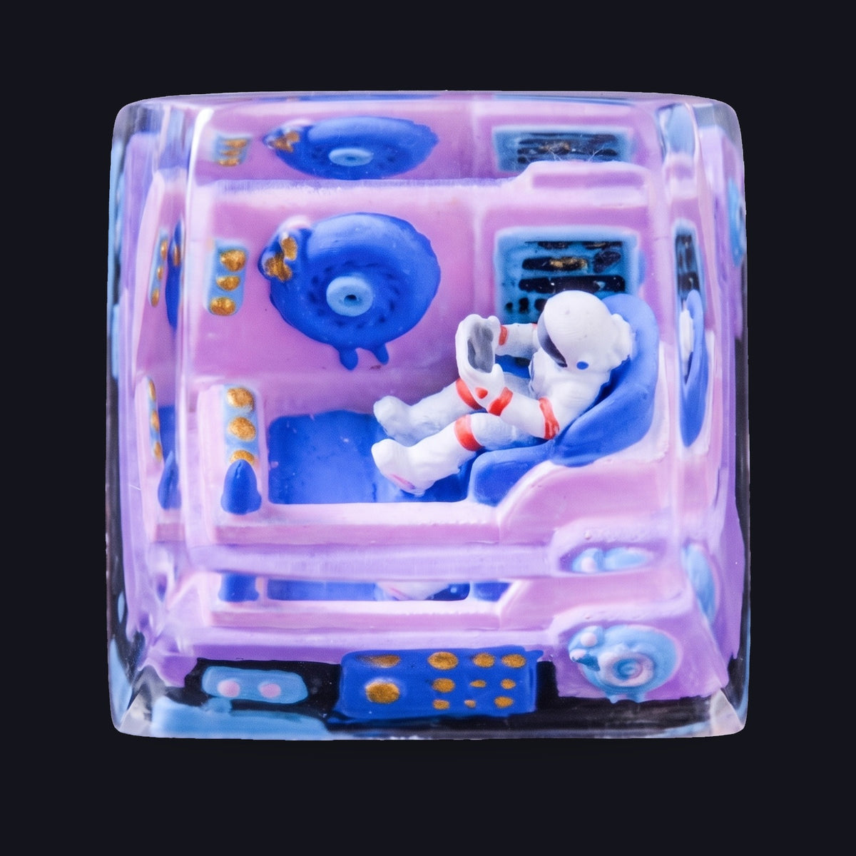 Astronaut Blue Resin Keycap — top view