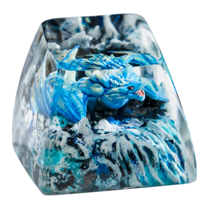 Blue Dragon Waterfall resin artisan keycap
