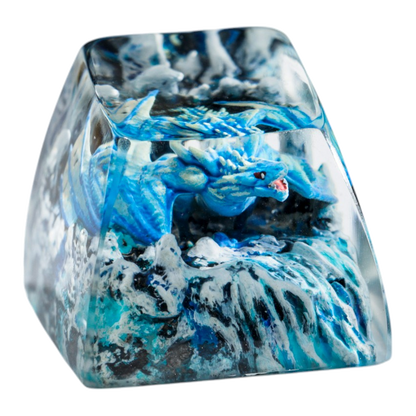 Blue Dragon Waterfall resin artisan keycap