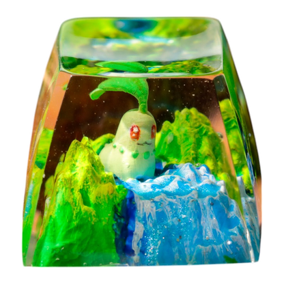 Chikorita Meadow Falls resin artisan keycap