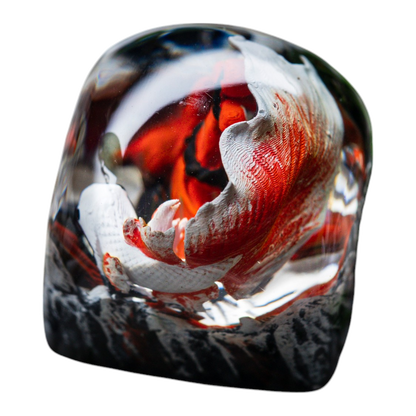 Koi Fish White Red resin artisan keycap