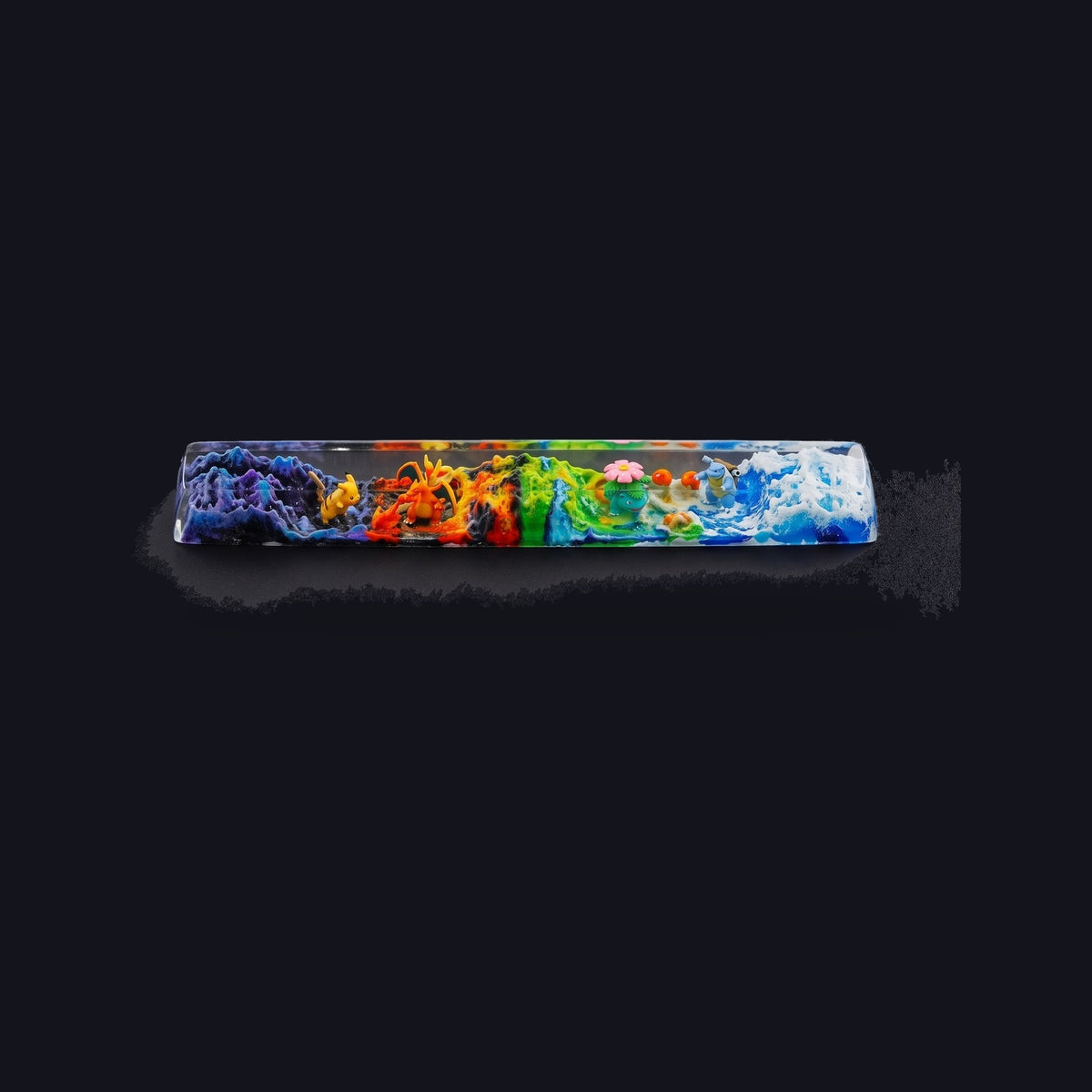 Raichu, Charizard, Venusaur & Blastoise Resin Spacebar — top view