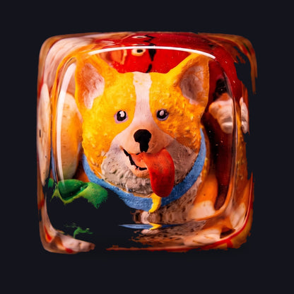Puppy Resin Keycap — top view