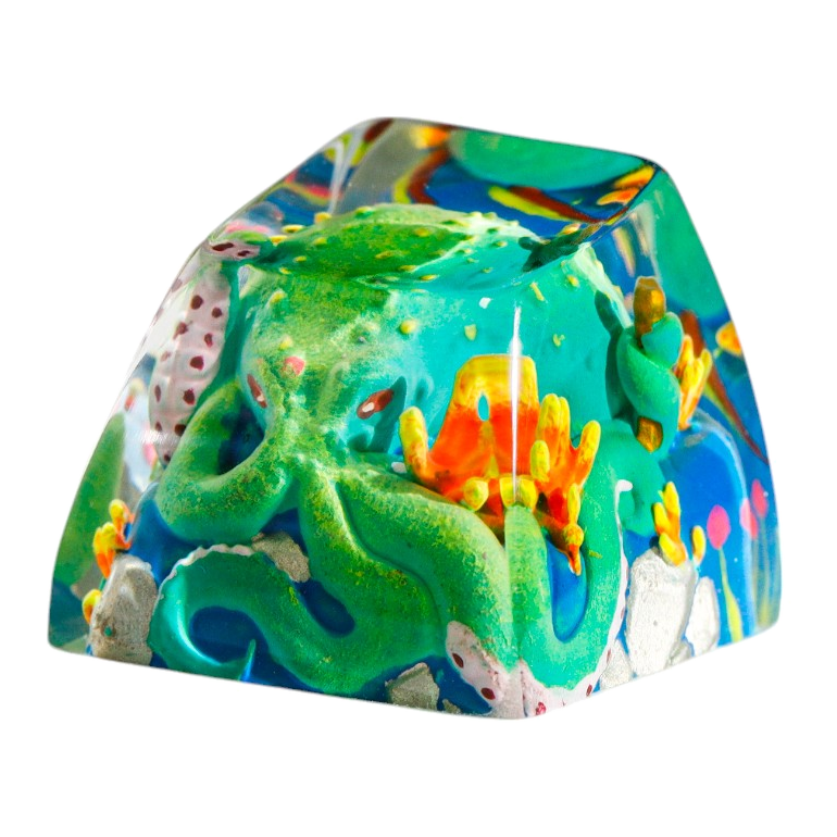 Octopus Green resin artisan keycap