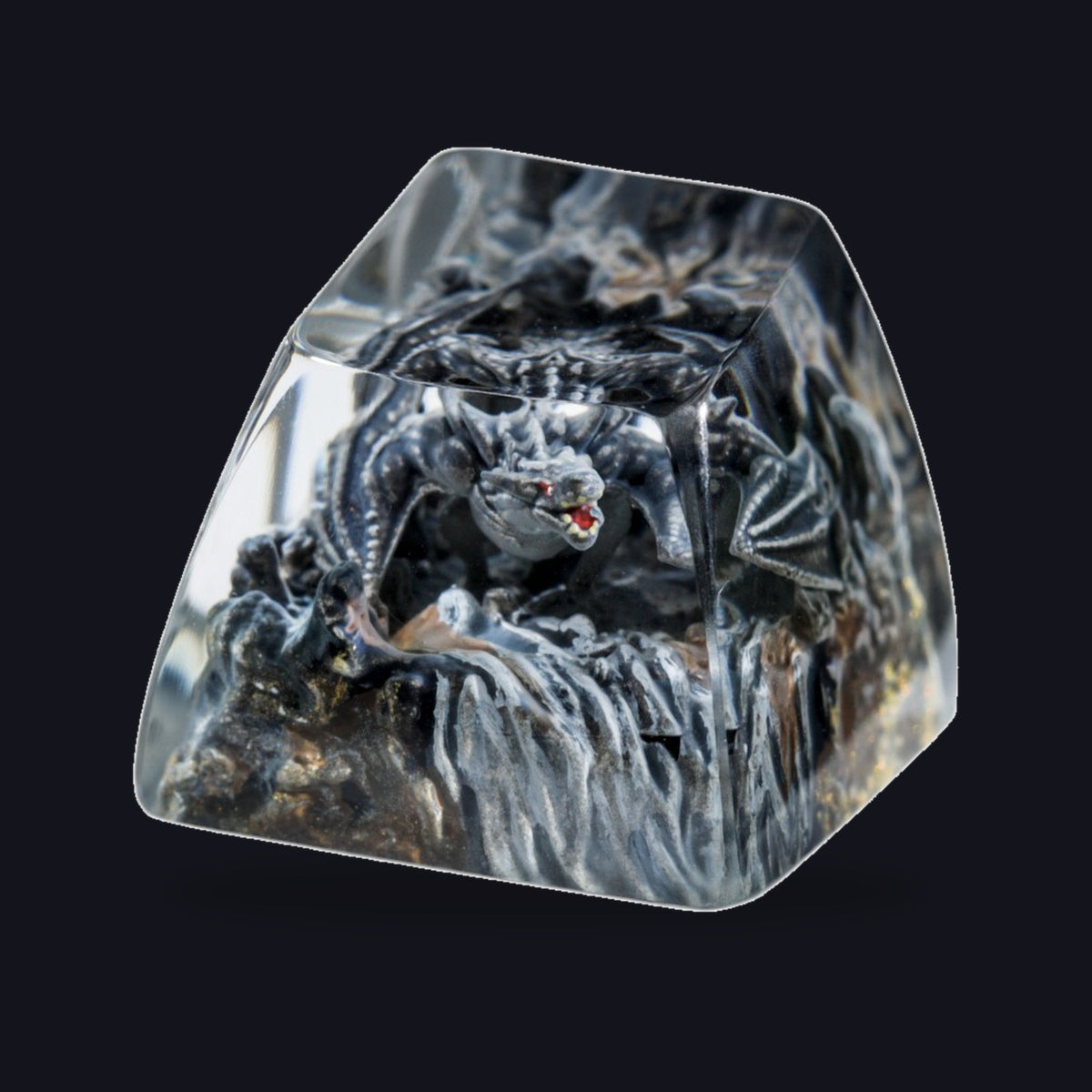 Grey Dragon Resin Keycap — studio square