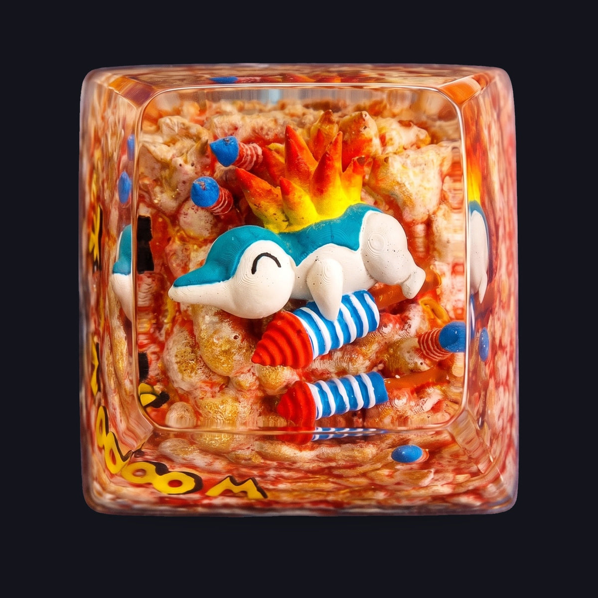 Cyndaquil Resin Keycap — top view