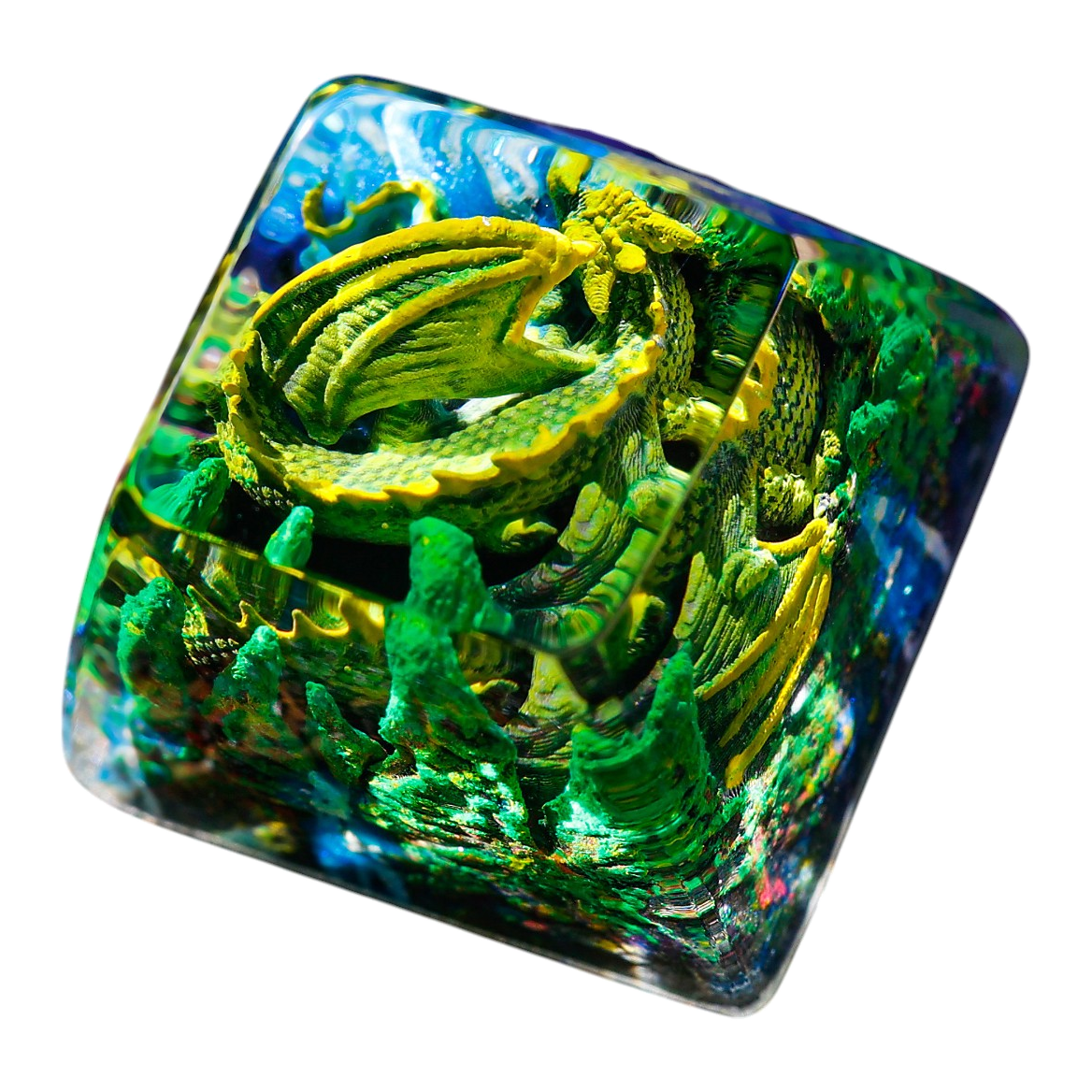 Sleeping Dragon Green resin artisan keycap