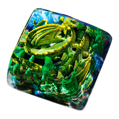 Sleeping Dragon Green resin artisan keycap