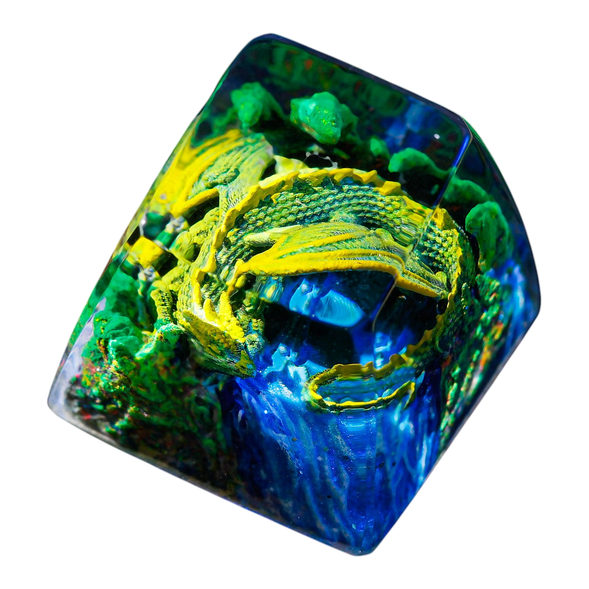 Sleeping Dragon Green resin artisan keycap