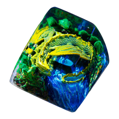 Sleeping Dragon Green resin artisan keycap