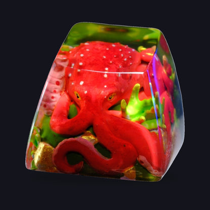 Octopus Red Resin Keycap — studio square