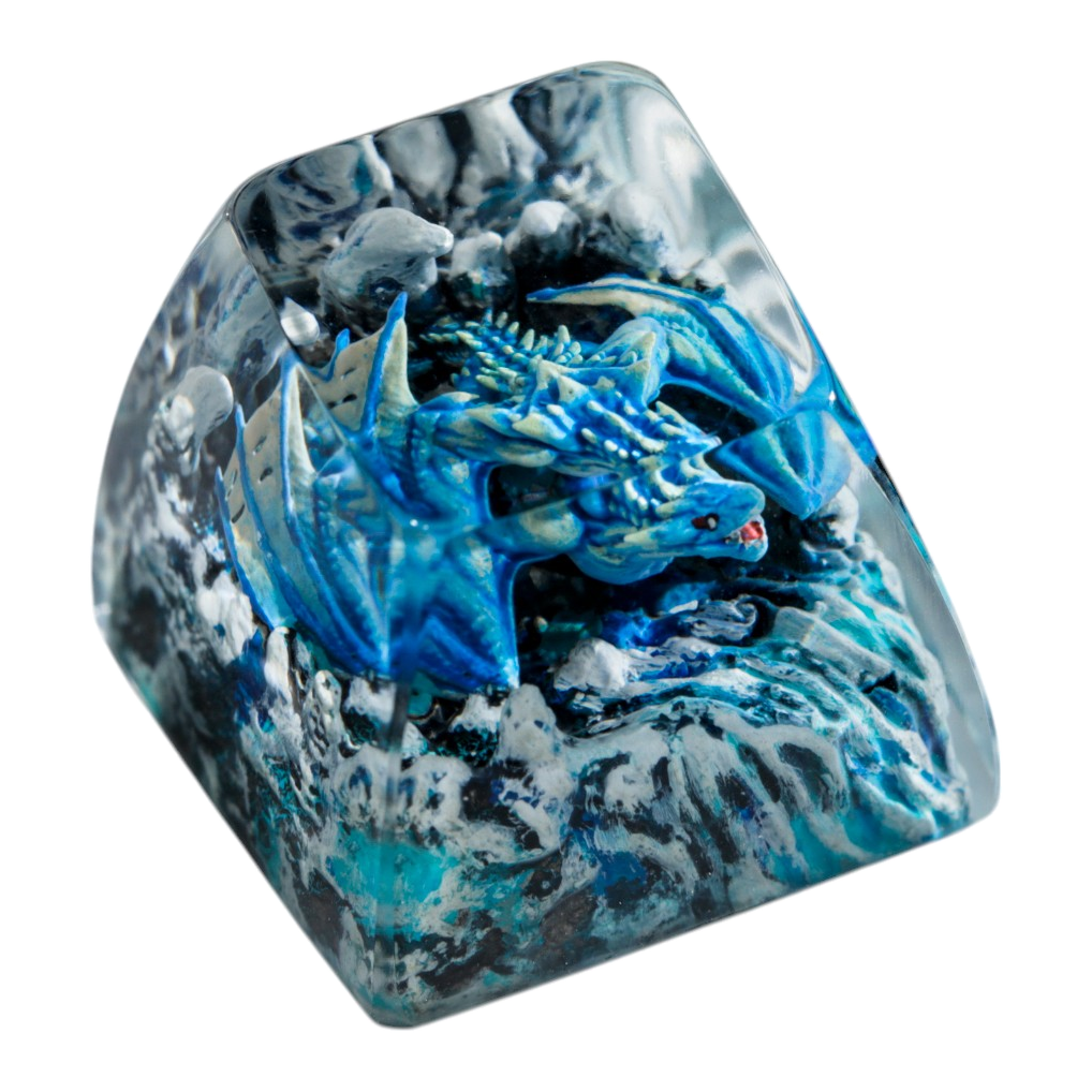 Blue Dragon Waterfall resin artisan keycap