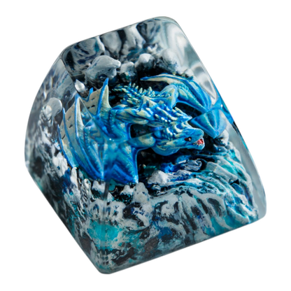 Blue Dragon Waterfall resin artisan keycap