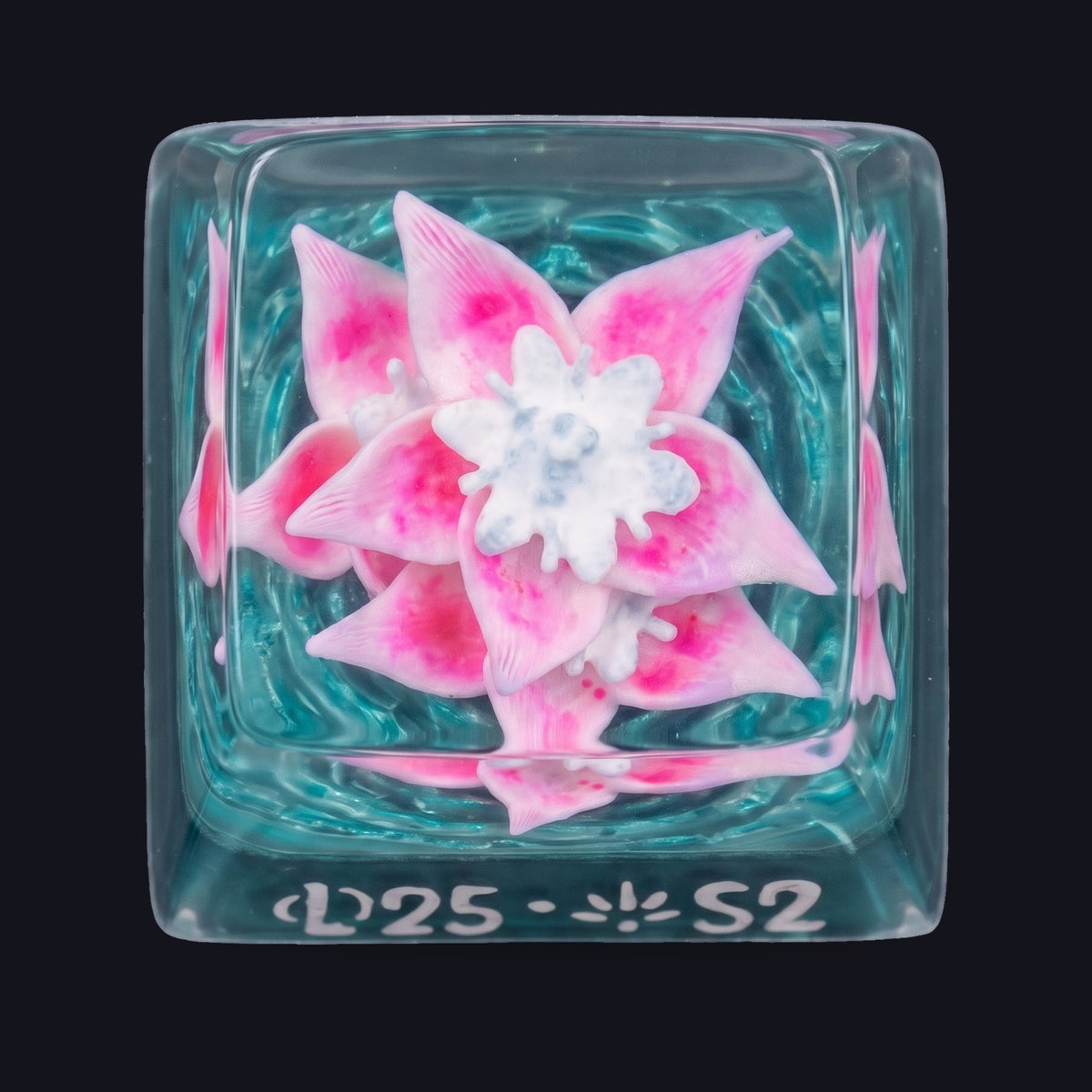 Pink Spirit Flower Resin Keycap — top view