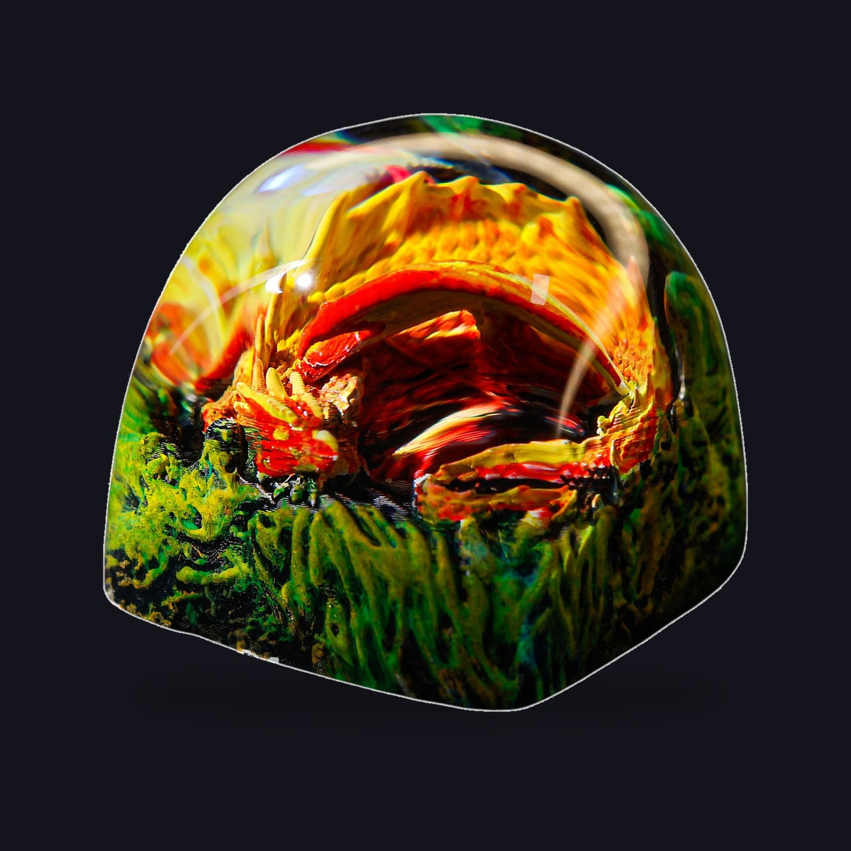 Sleeping Dragon Orange Resin Keycap — studio square