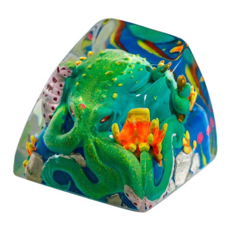 Octopus Green resin artisan keycap