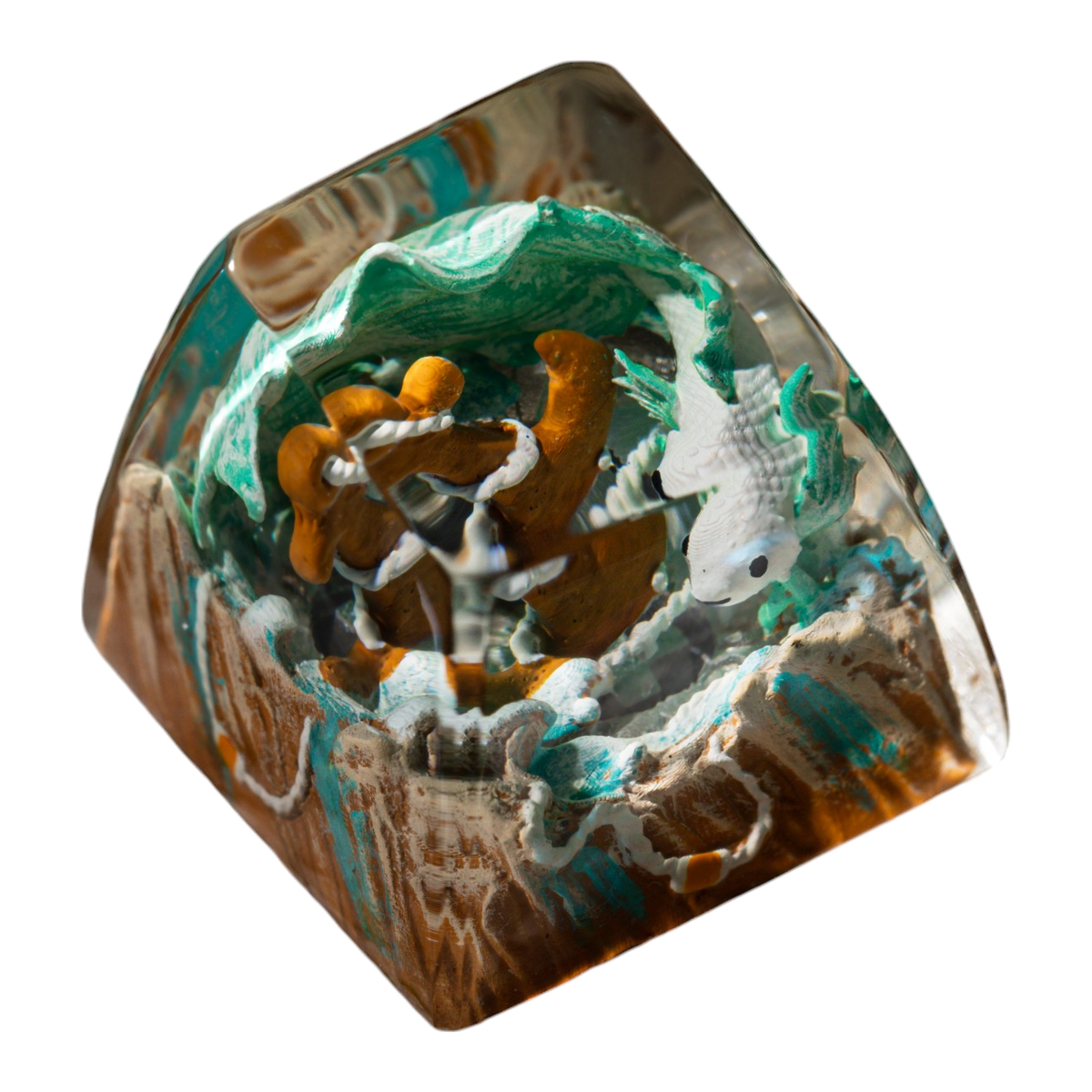 Koi Fish White resin artisan keycap